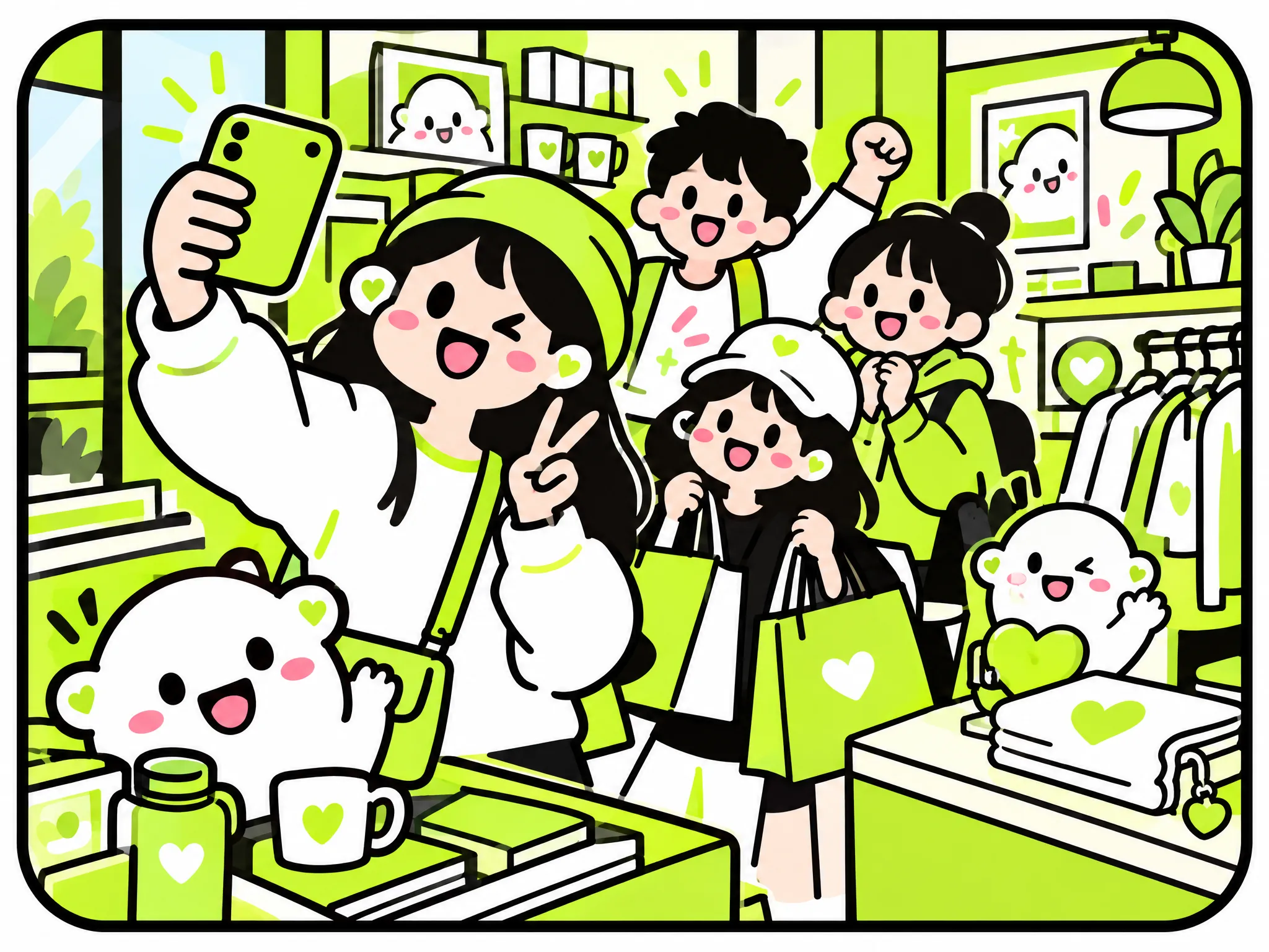 达人探店插画